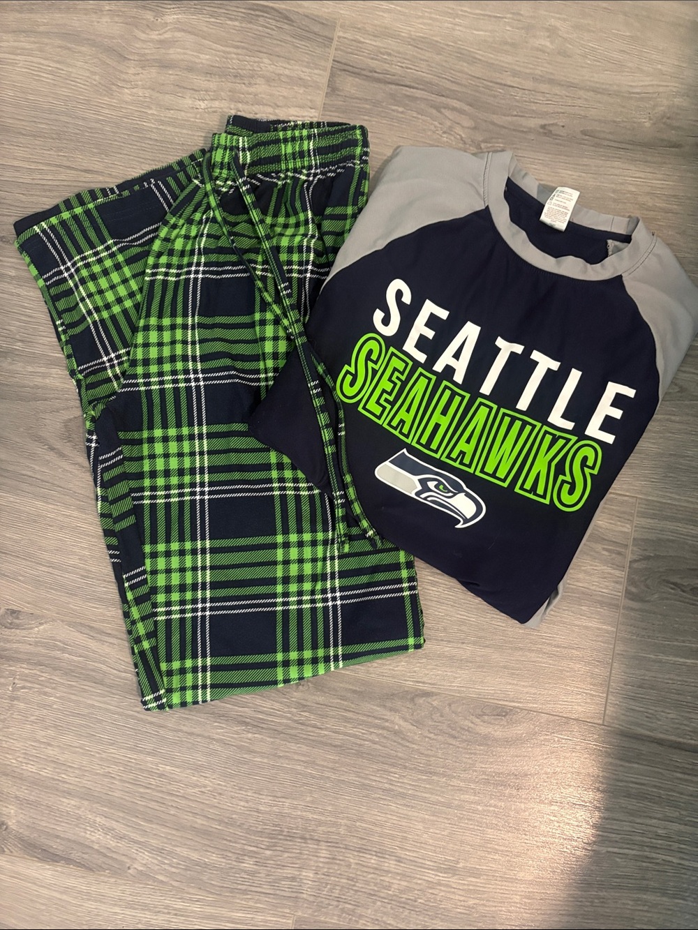 Seattle Seahawks Kids Navy & Neon Green Long Sleeve Pullover